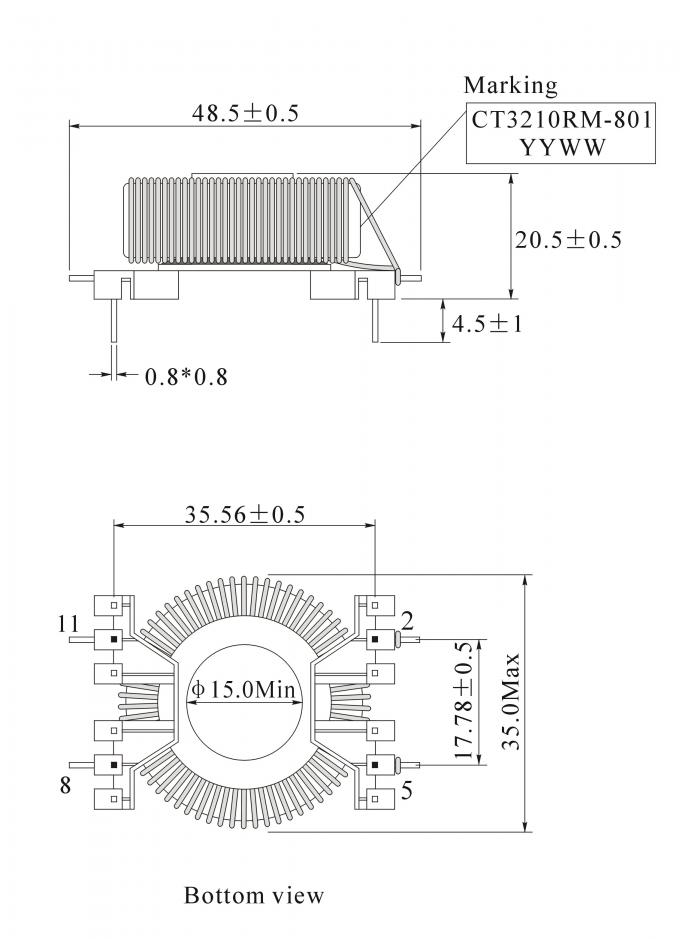 SMD Installation High Frequency Current Transformer 250A Max 8001