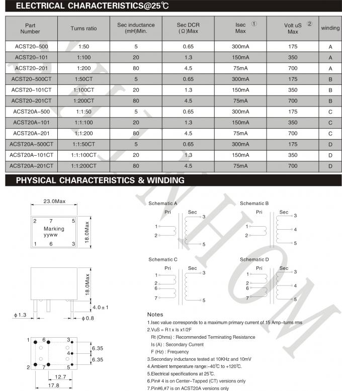 Pcb Mount High Frequency Current Sense Transformer Epoxy Encapsulation